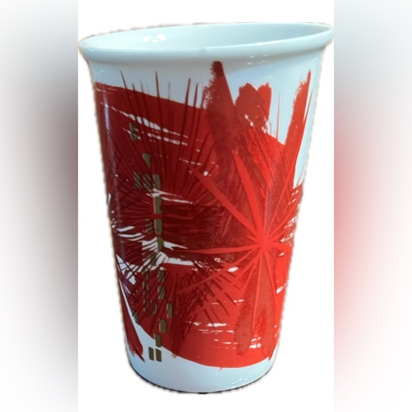 Vintage Starbucks 10oz cup mug tea coffee white red art design 2014 - Picture 2 of 6